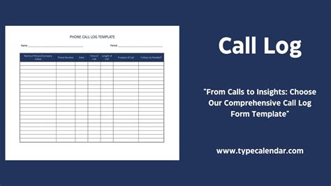 Call Log Template Summary