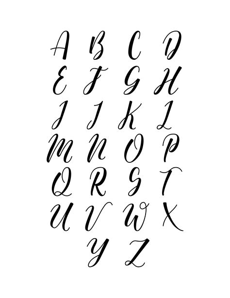 A beautiful example of a calligraphy alphabet printable for practice