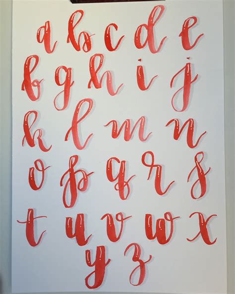 A calligraphy alphabet printable featuring a variety of lettering styles