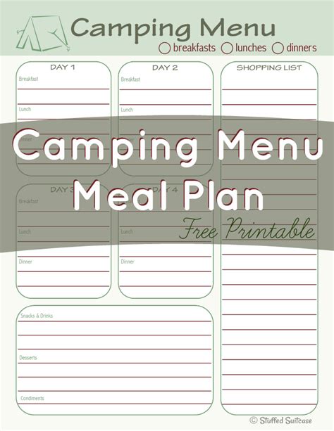 Camping meal planning app