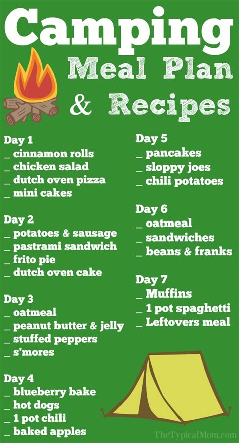 Camping meal planning ideas