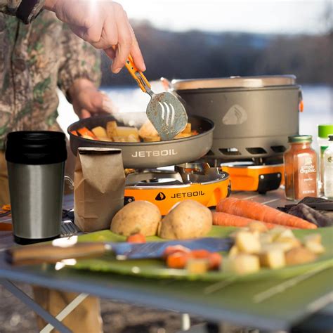 Cooking on a camping stove