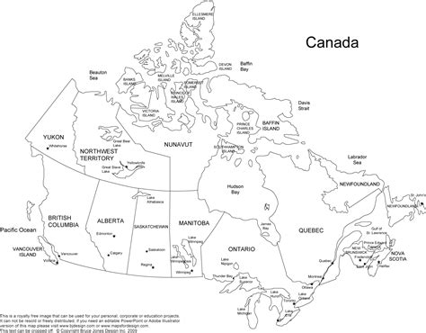 Blank Map of Canada with Capital Cities