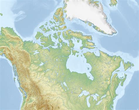 Blank Physical Map of Canada