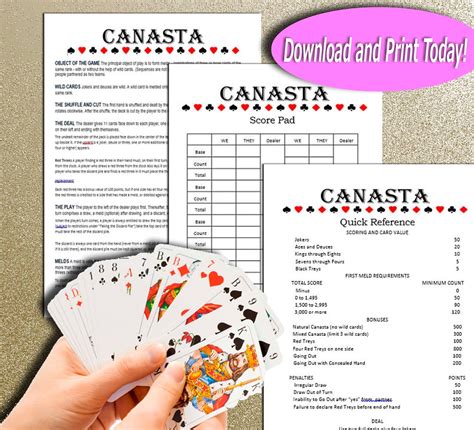 Canasta Printable Game Guide