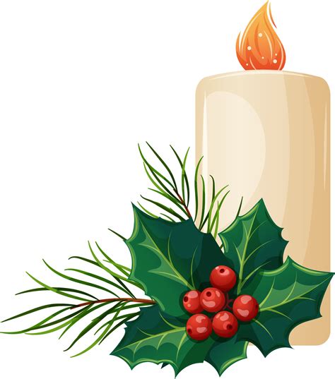 Candle and holly clipart