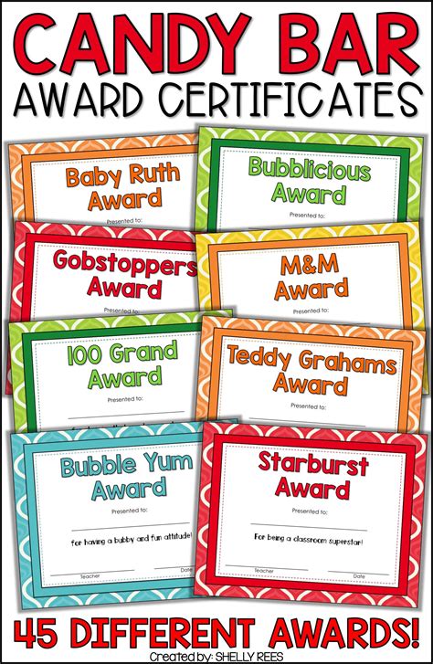 Candy awards template for kids