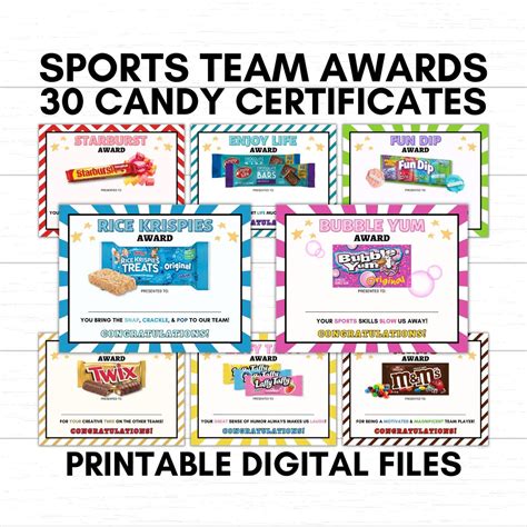 Candy awards template for sports