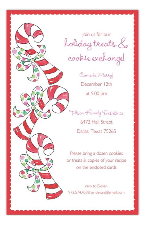 Candy Cane Cookie Exchange Invitation