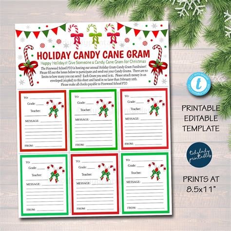 Candy Cane Grams Template