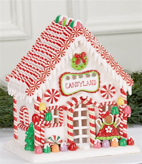 Candy cane lane gingerbread house template with festive design