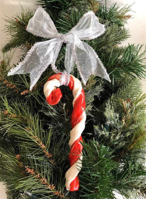 A picture of candy cane ornaments