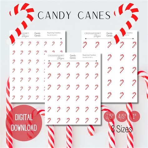 Candy Cane Royal Icing Transfer Template