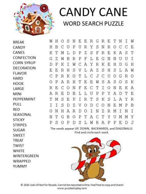 Candy Cane Word Search