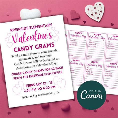 Candy Gram Templates for Valentine's Day