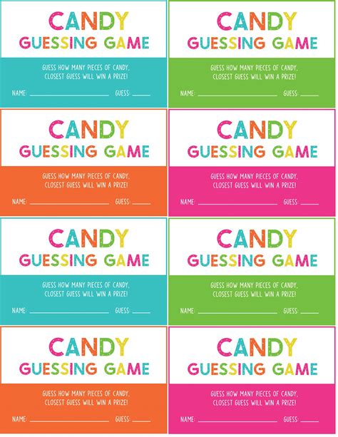 Candy Jar Guessing Game Template Printable