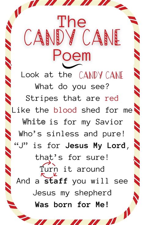 Candy Cane Poem Printable Tags