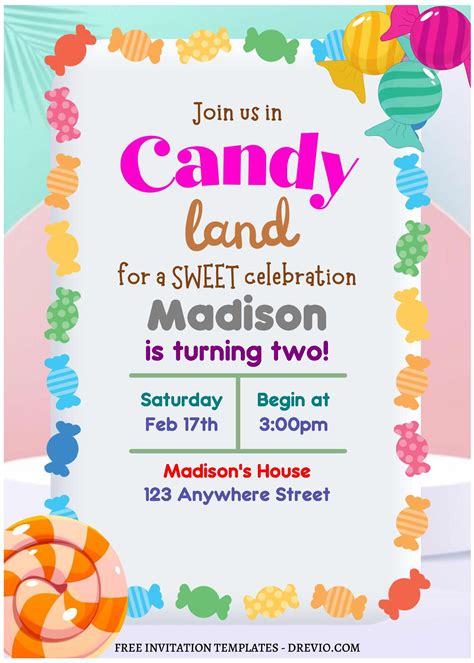 Candyland Birthday Invitation Templates