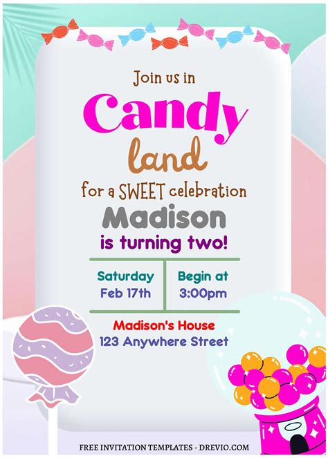 Candyland Invitation Template Free