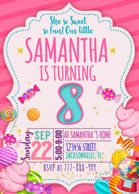 Candyland Themed Invitation Templates