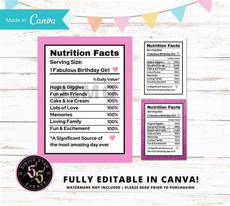 Canva Nutrition Facts Template Example