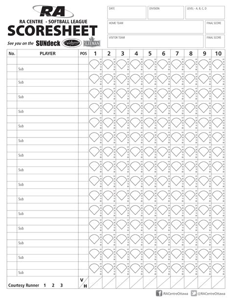 Canva softball score sheet template