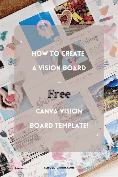 A Canva vision board template with a beautiful landscape image and inspiring quote