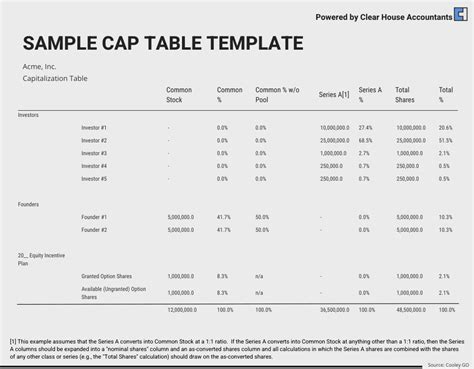 Cap Table Template Structure