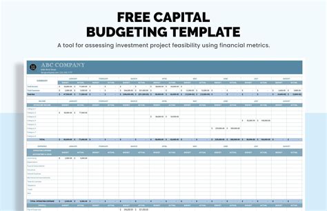 Capital Budget Template Excel