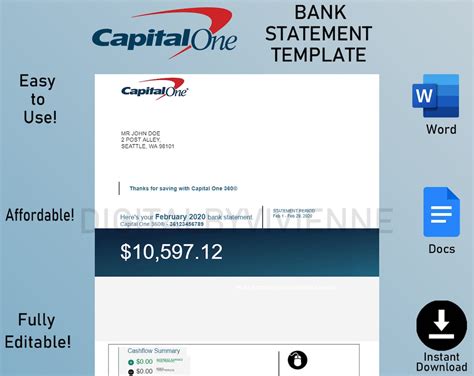 Image of a Capital One Bank statement