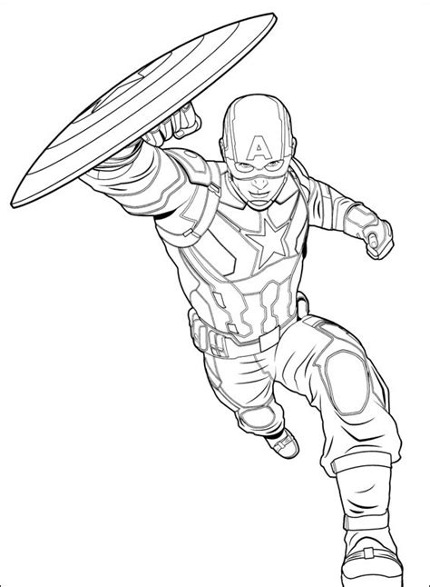 Captain America Running Coloring Page