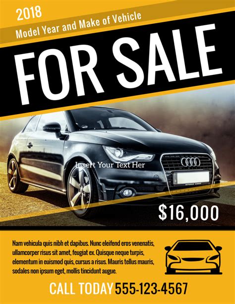 Car for Sale Flyer Template Design