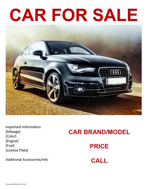 Car for Sale Flyer Template in Microsoft Word