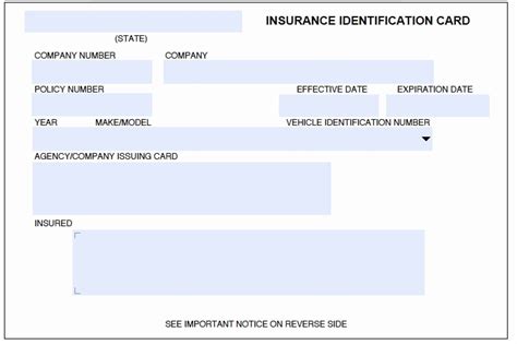 Car Insurance ID Card Template