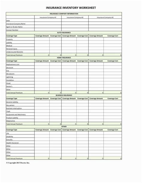 Car insurance template Excel