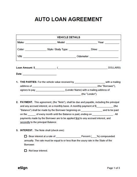 Car loan agreement template sample 10