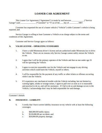 Car loan agreement template sample 3