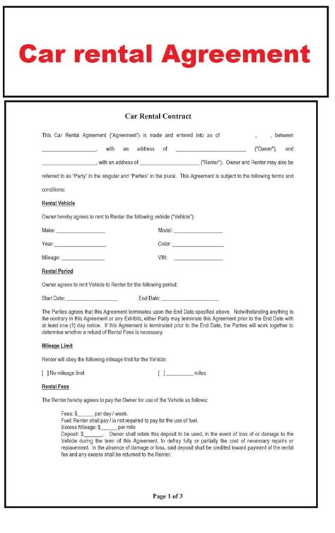 Car Rental Agreement PDF