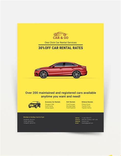 Car Rental Flyer Template Word