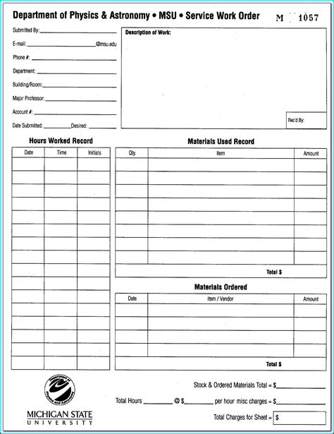 Car Repair Work Order Template