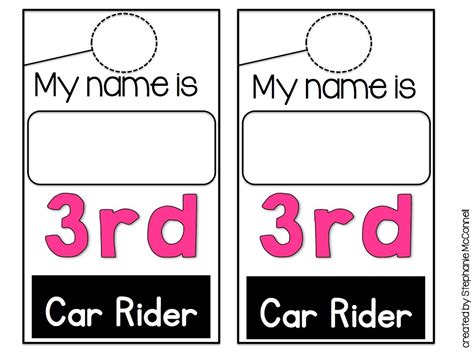 Car Rider Tag Template 5