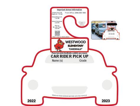 Car Rider Tag with Special Instructions Template