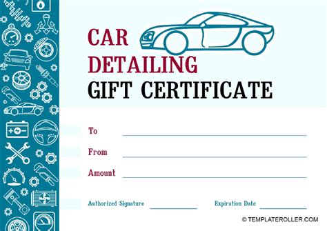 Car Wash Gift Certificate Template