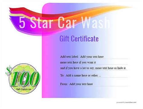 Car Wash Gift Certificate Template Design