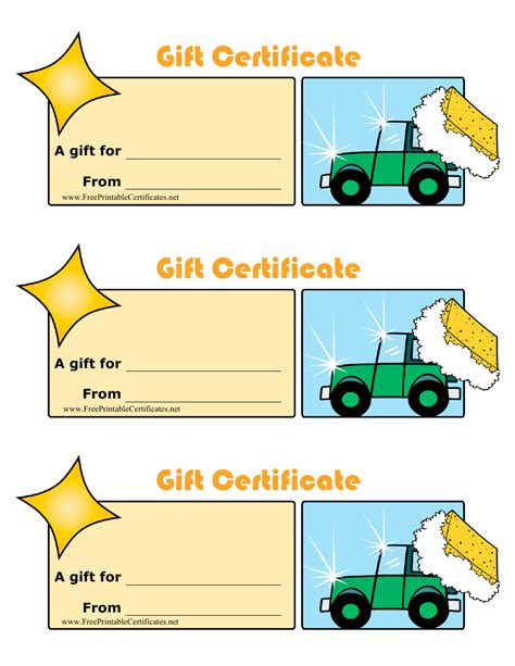 Car Wash Gift Certificate Template Templates