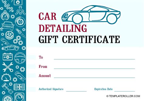 Car Wash Gift Certificate Template