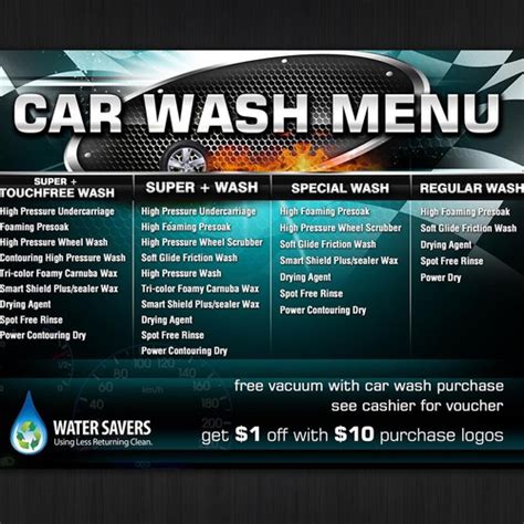 Car Wash Menu Template Example