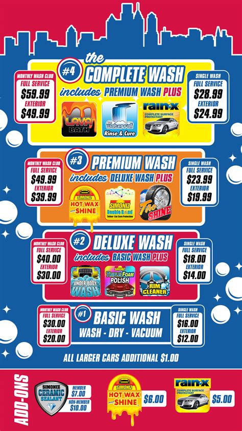 Car Wash Menu Template Example 2