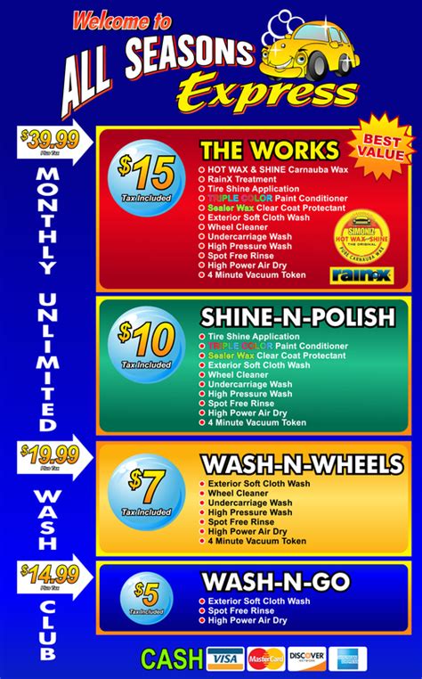 Car Wash Menu Template Example 6