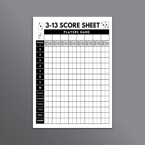 Card Game Score Sheets for Cards Against Humanity